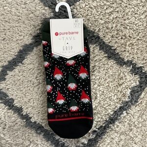 Pure Barre by Tavi Festive Gnome Socks - Black and Red